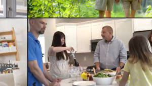 family having dinner together