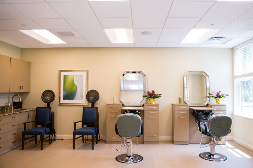 Onsite salon at Rivertown Ridge senior living.